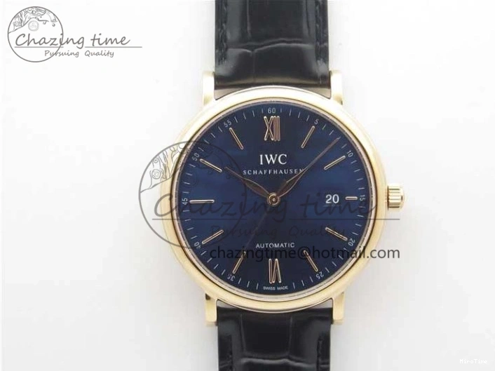 MIROTIME 0809 MoistureWicking Portofino Automatic RG IW356522 FKF 1:1 Best Edition Blue Dial on Black Croco Strap A 7109
